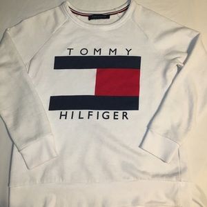 White Tommy Hilfiger sweater.